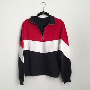 Red White and Navy Blue Quarter Zip Pullover